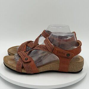 Women's Taos Trulie Woven Braided Leather Wedge Sandal Brick Size 10-10.5
